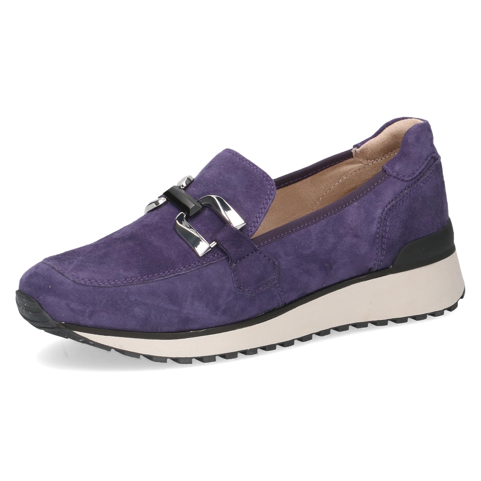 CAPRICE Women's Leather Loafers Comfortable, Purple (Purple Suede), 6 UK