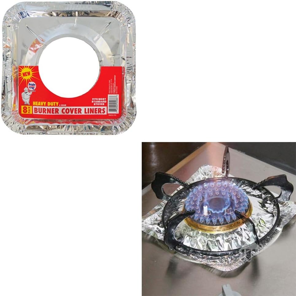 84 Aluminum Foil Square Gas Burner Bib Liners Covers Disposable Wholesale 8X8