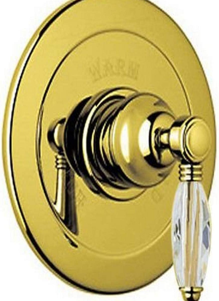 Rohl A6400LCIB Country Bath Trim Kit for Pressure Balance with Integrated Volume Control with Crystal Lever & without Diverter, Inca Brass