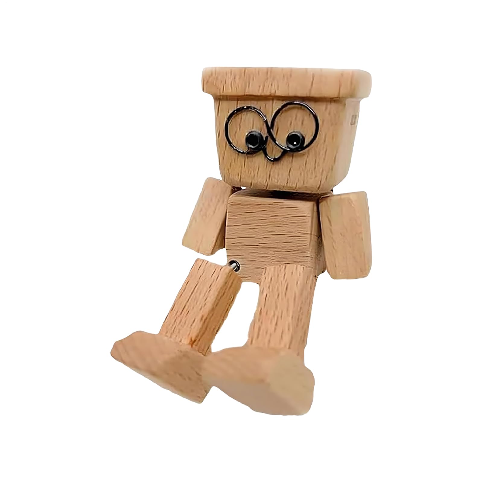 Figurine En Bois Vacillante - Désodorisant, Décoration Voiture Ou Bureau - Poupée à Pieds Mobiles, Fait Main
