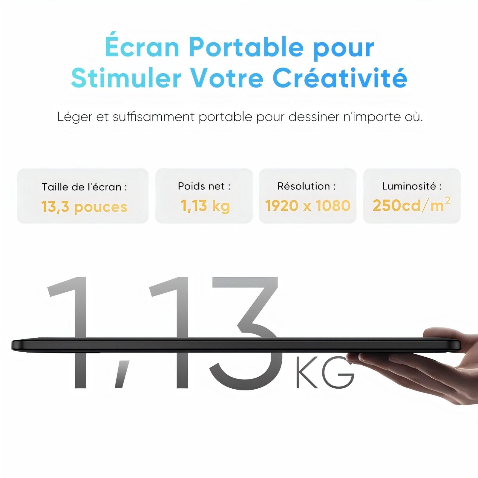 XPPen Artist 13.3 Pro V2 Tablette Graphique Dessin avec Écran Laminé,16K(16384) Niveaux de Pression, Tablette Graphique Portable de 13,3 Pouces, 8 Raccourcis, Compatible avec Windows et macOS