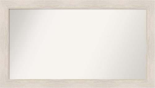 Amanti Art Espejo de baño blanco para sobre el fregadero, 28 x 49 pulgadas, espejo de tocador rectangular de madera dura lavado blanco, marco de