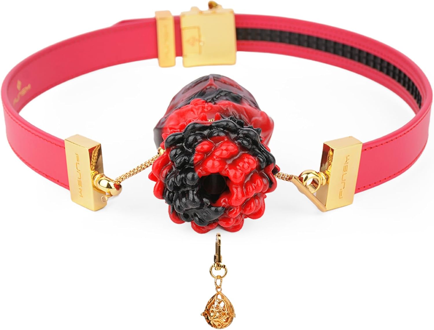 Leather Bondage Open Mouth Gags Soft Silicone Gag with Bell - BDSM Bondage Toys Bite Gags Restraints Sex Gag Muzzles Adult Sex Toy (Pink)