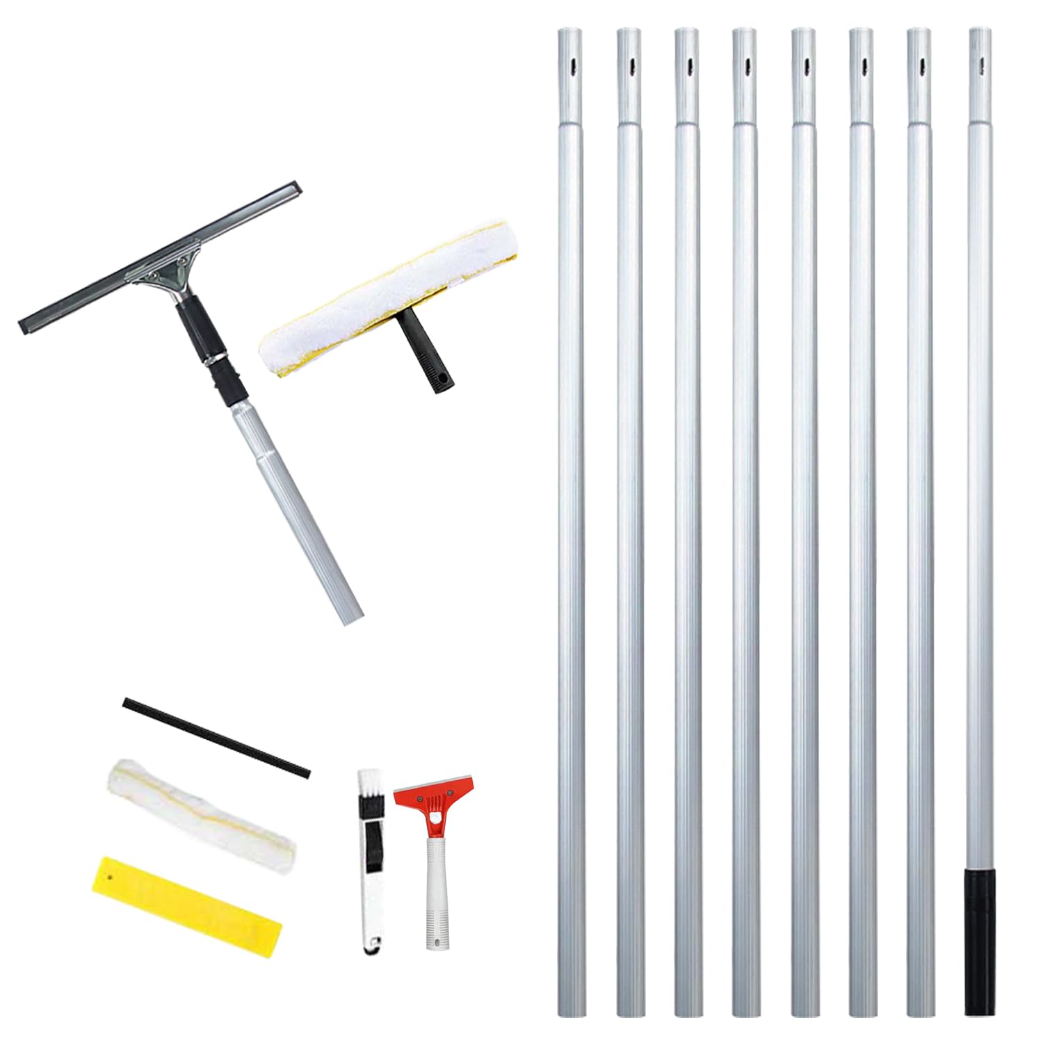 Limpiaparabrisas profesional empalmado y kit de limpieza para ventanas altas y puertas de cristal ajustables [8,5 m]