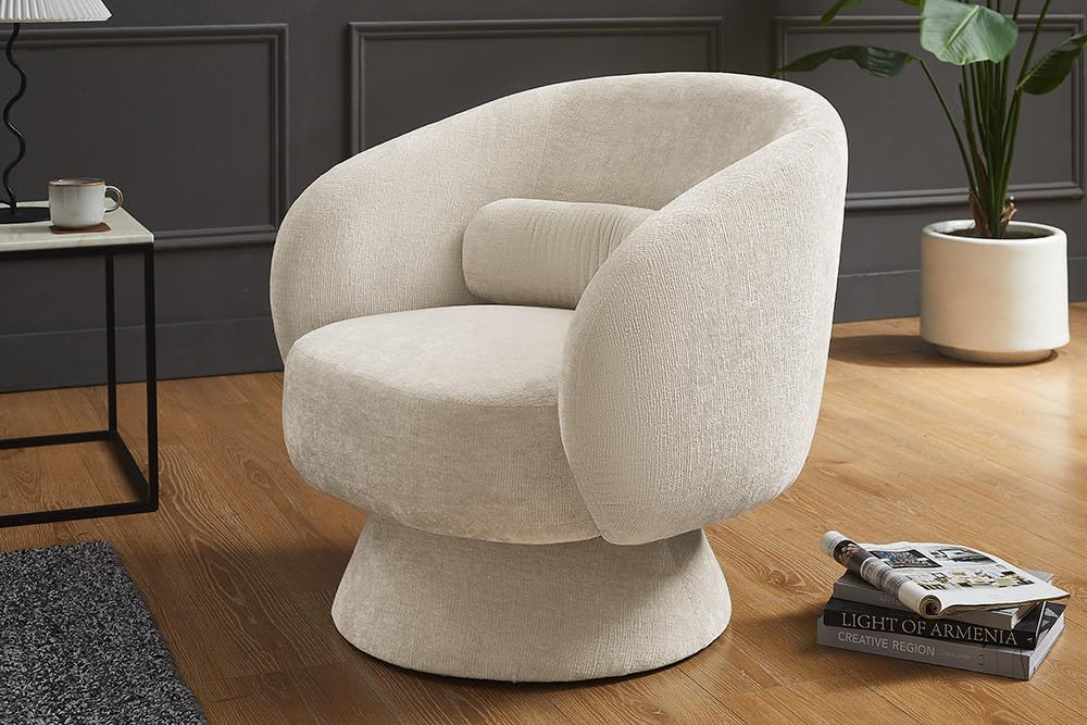 Riess Ambiente Drehbarer Design Sessel - beige - Bossa NOVA Chenille