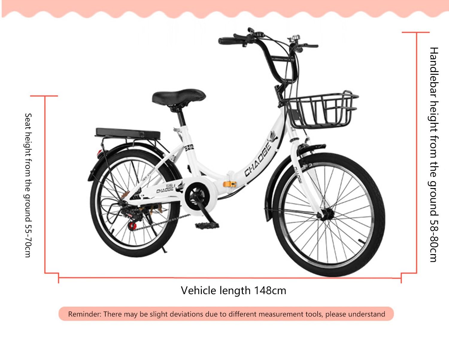 Bicicletta pieghevole Bicicletta pieghevole a 6 velocità per adulti Bicicletta per pendolarismo, biciclette da città in acciaio ad alto tenore di carbonio per adulti Uomini Donne B,20in