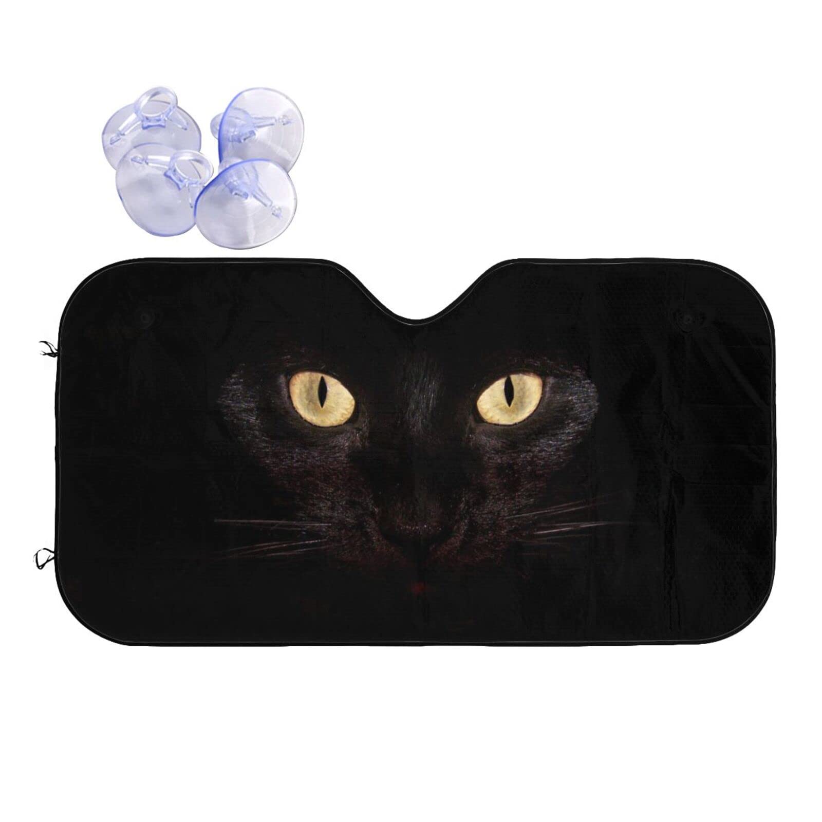 FREEHOTU Black Cat Eyes Windshield Sunshade for Car SUV Truck Foldable Uv Ray Reflector Front Window Sun Shade Visor Shield Cover