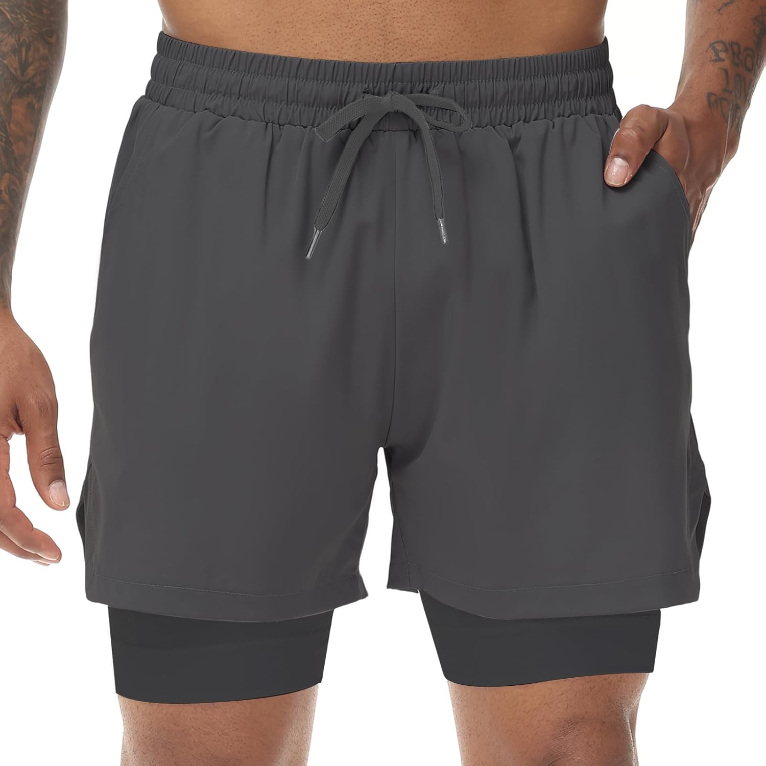 Muscle Killer Men's 2 in 1 Running Shorts Quick Dry Gym Athletic Shorts with Liner Workout Short for Men with Pockets - Image 2