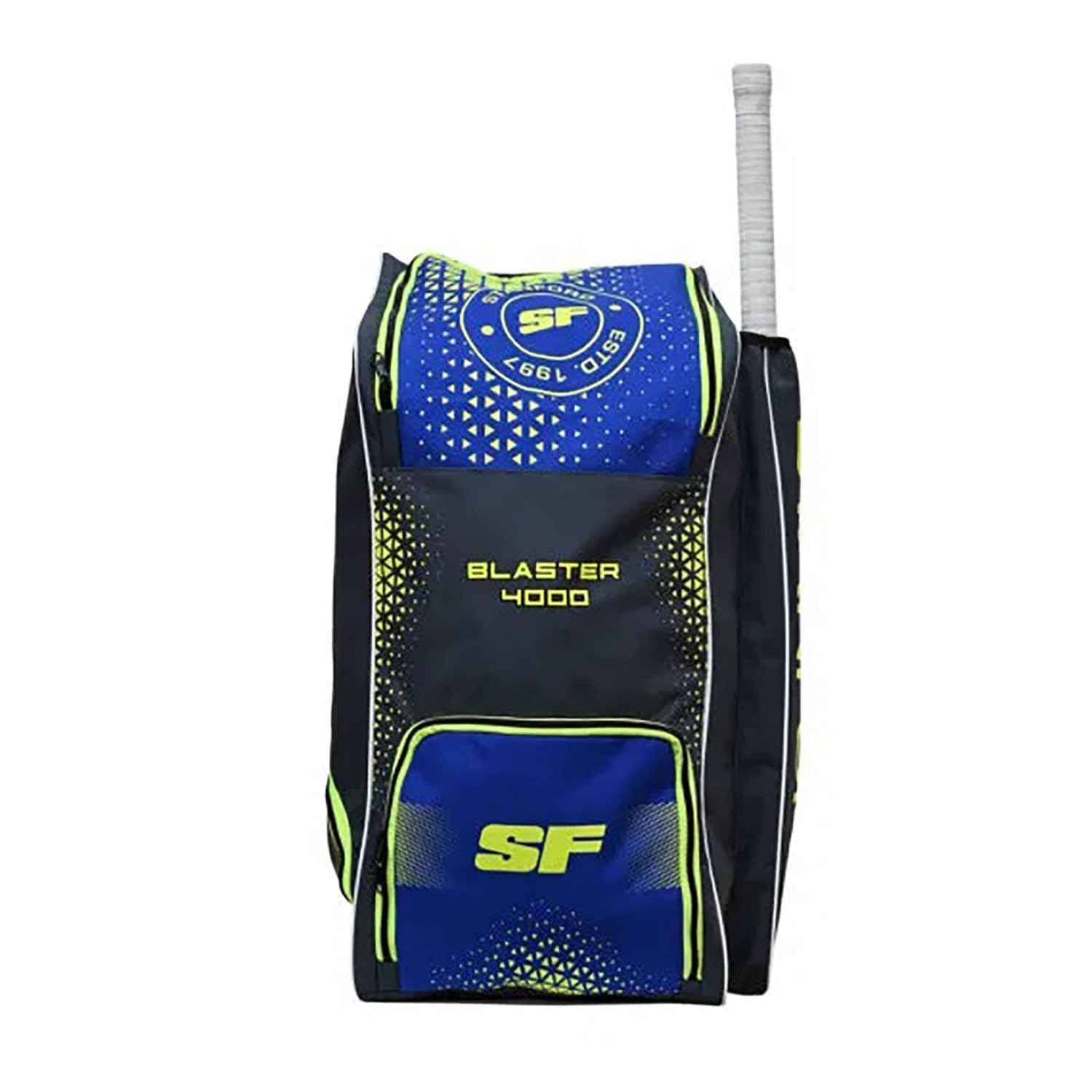 SF Blaster 4000 Cricket Kit Bag, Duffle Style, Blue and Black with Neon Yellow Accents-image-23