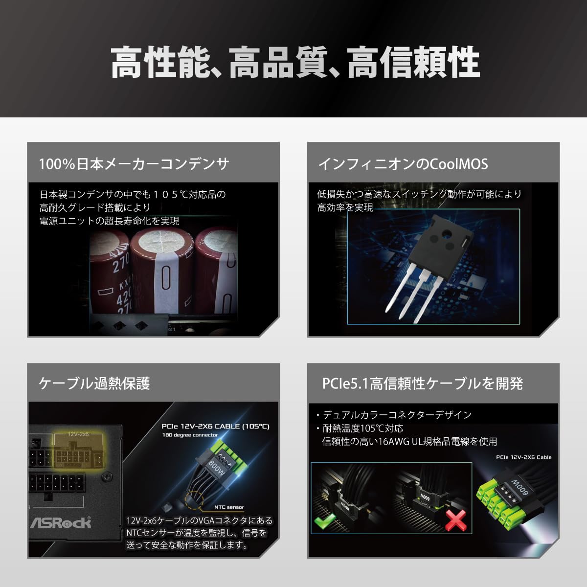 Amazon | ASRock Phantom Gaming 次世代GPU対応PC電源ユニット 1000W