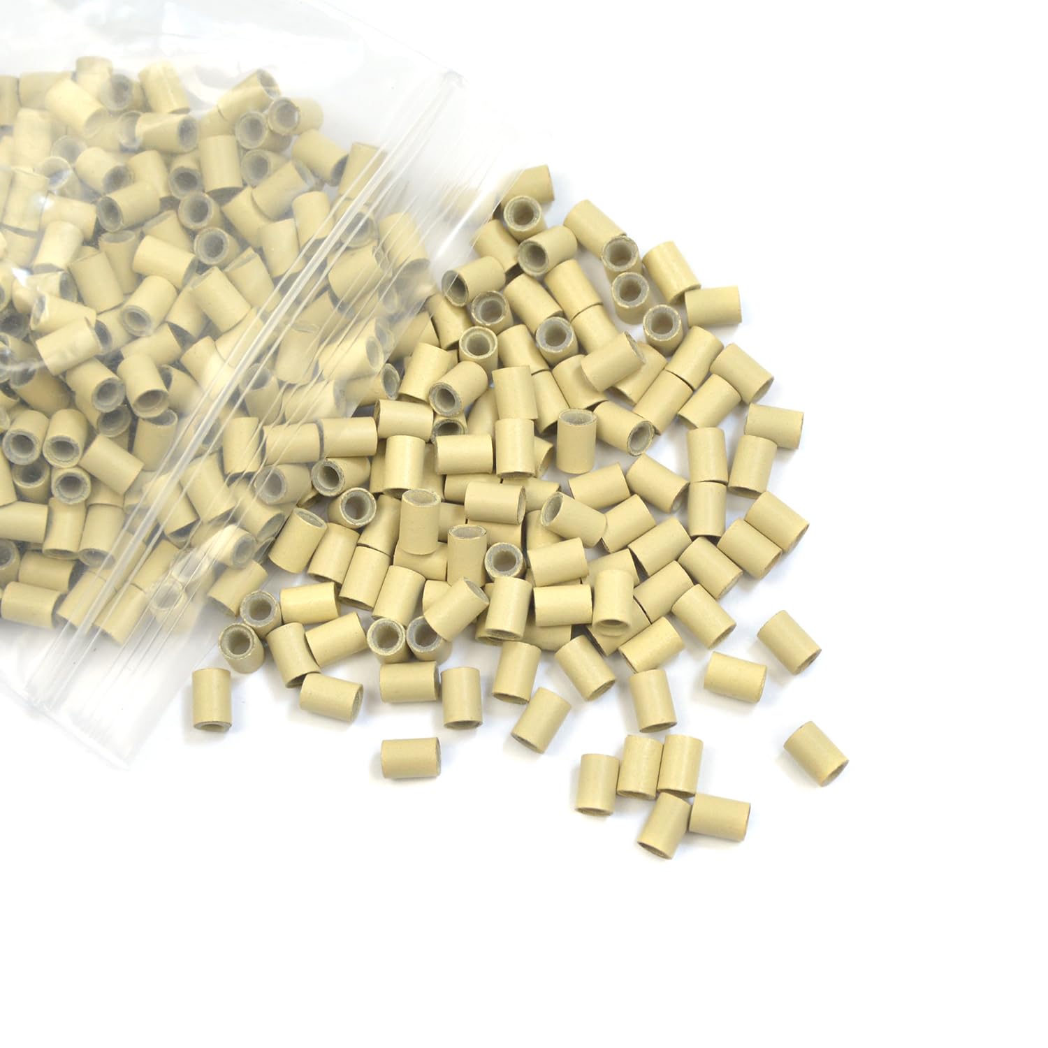 3.5 mm Copper Tube Micro Link Beads with Silicone Lined Micro Ring Hair Beads for I-Tip Hair Extensions (1000 Pcs Blonde) - Image 2