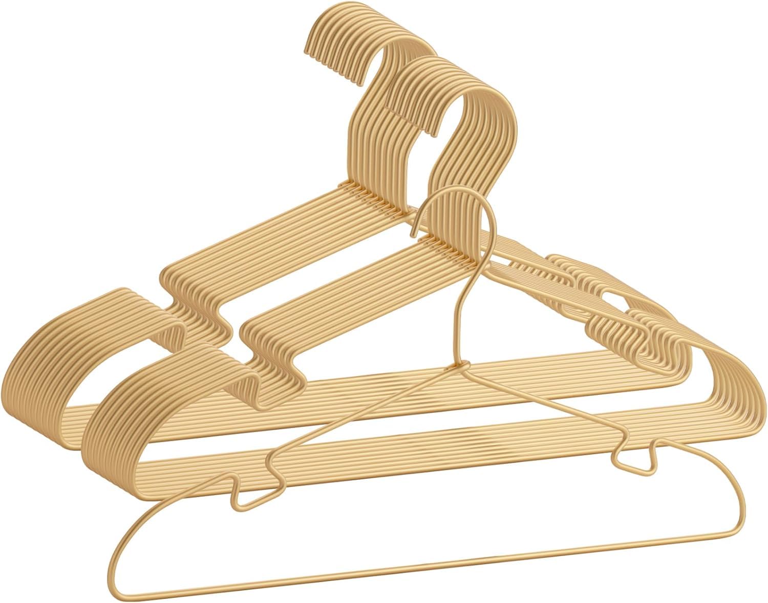 ROLLYWARE ® Stainless Steel Hanger, 16.5 Inch Smooth and Durable Metal Shirt Dress Hanger for Suit Jackets and Casual Pants (30, Gold)