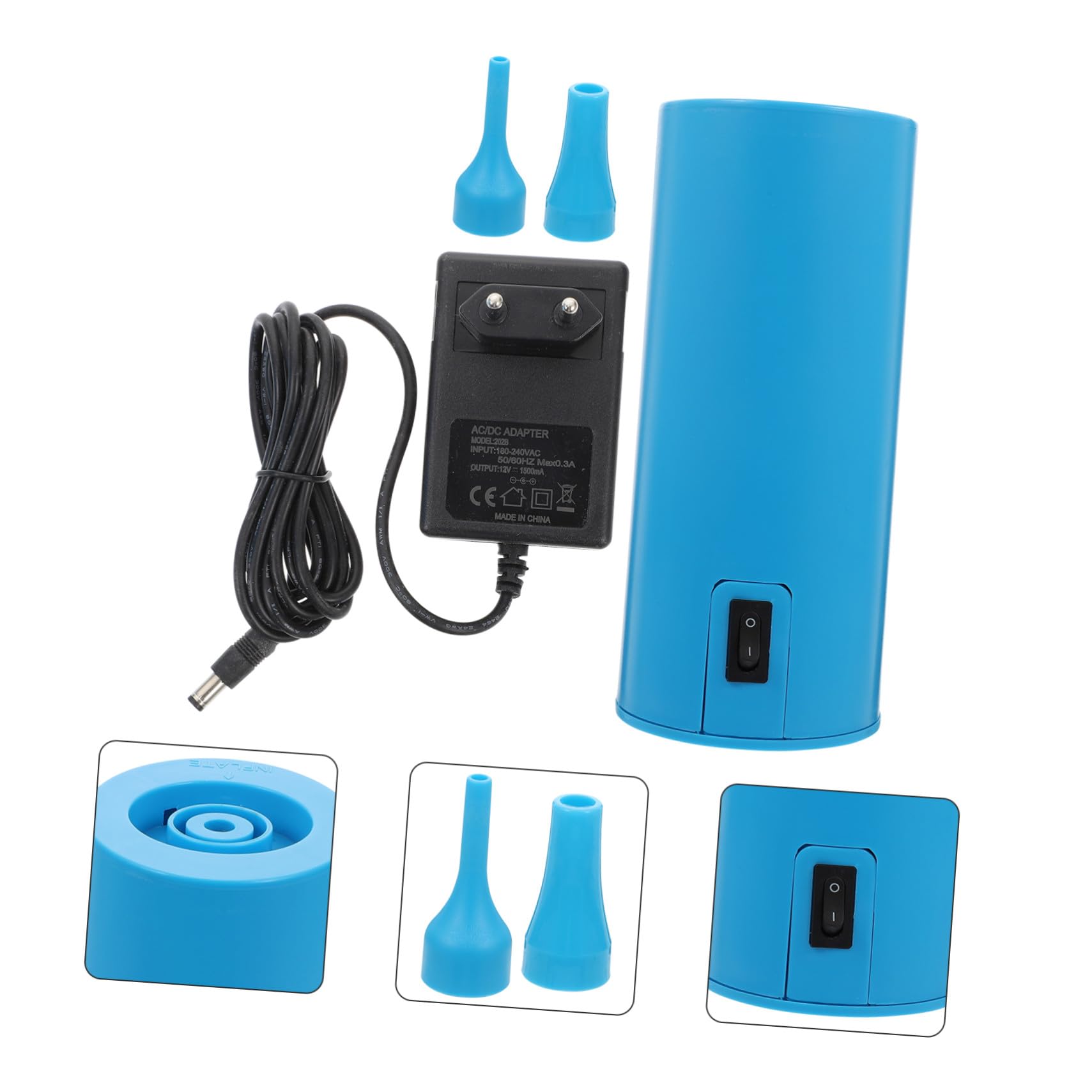 Bomba de Globos Eléctrica Portátil Azul Abs 18w Operación | Uso Dual, Infla Globos y Grandes Inflables, Modelo Dc 12.0v, 65db y 1pieza