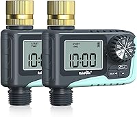 RainPoint 2-Pack Brass Sprinkler Timer for Garden Hose - Programmable Digital Hose Timer with Rain Delay, Manual Watering for Lawns