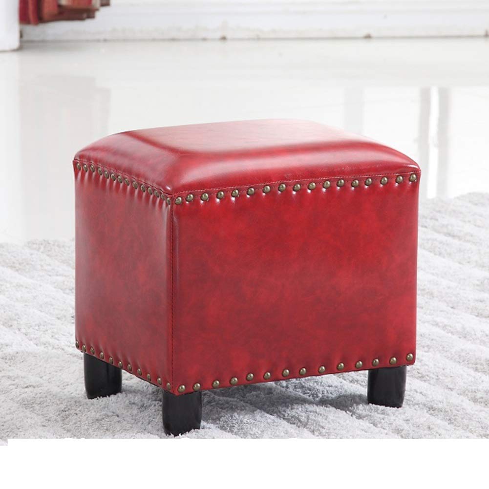 Tabouret bas créatif en cuir rouge pour salon et chambre