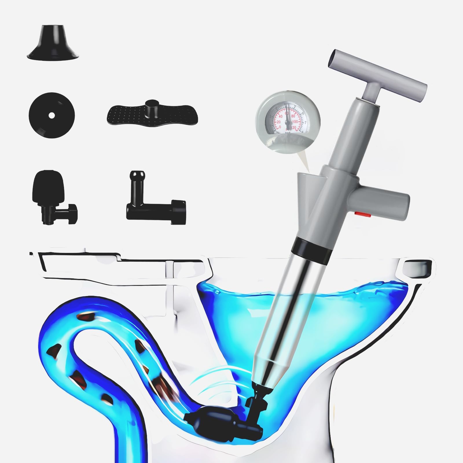 Kleer Drain 100 Heavy Duty Toilet Plunger, Powerful CO2 Air