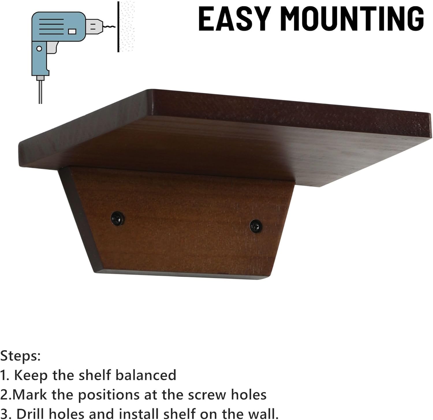PHOENANCEE Small Floating Shelves,Speaker Shelf,Trapezoid Wall Shelf for Table Lamp Plants Display,Decorative Wood Ledges Chic for Living Room,Bedroom,Kitchen,Office,Pine,8x6 Inch,4 Pack(Walnut)