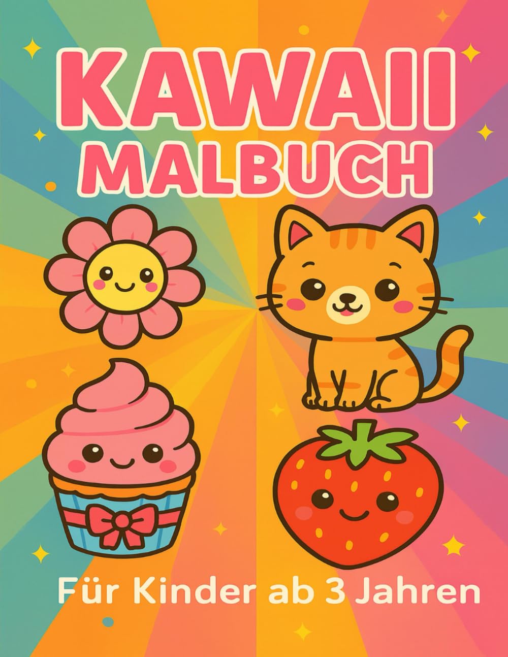 Kawaii Malbuch für Kinder ab 3 Jahren: 50 niedliche Tiere und Sachen zum Ausmalen – Perfekt für kleine Künstler, Kindergarten & Vorschule