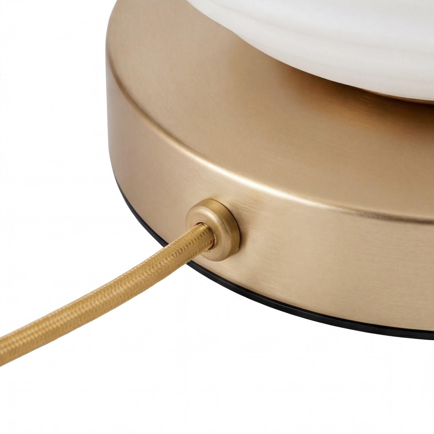 Lampada da tavolo moderna in vetro e metallo bianco e oro con superficie rigata interruttore a cavo per soggiorno scrivania E27 16,5 cm Ø18 cm rotonda per camera da letto