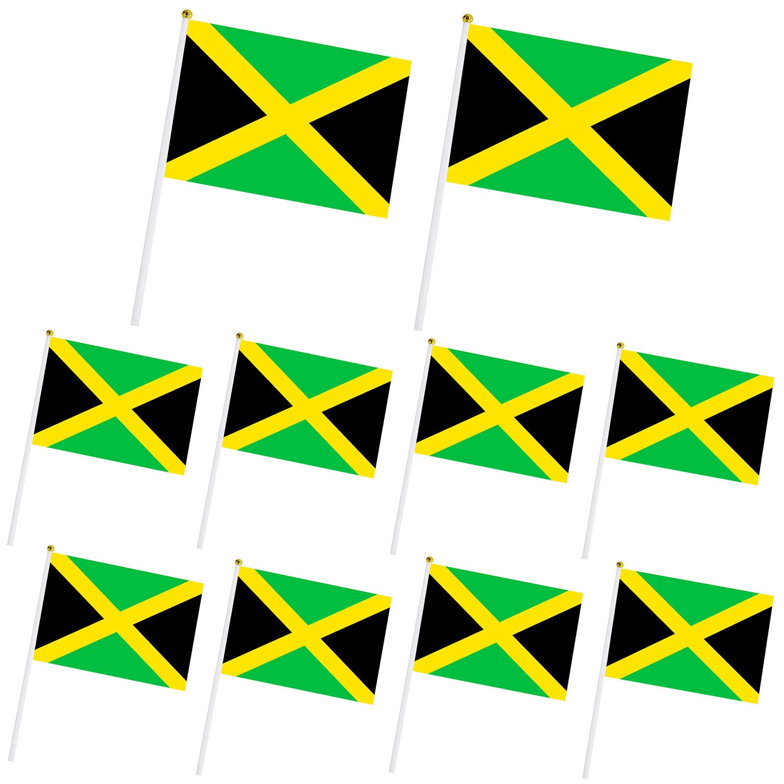 10pcs Mini Handheld Flags for World Cup Qatar 2022 Decorations - Jamaica Football Fans Cheering Flags for Outdoor/Bar/Party Supplies