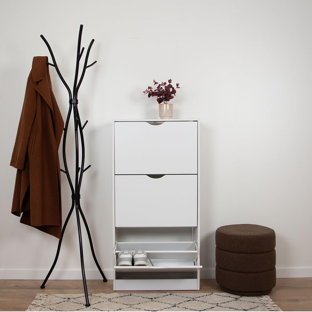 Milton & Oldbrook Armoire à Chaussures Prato - Meuble de Rangement Moderne pour 18 Paires, Design Compact en Bois Noir
