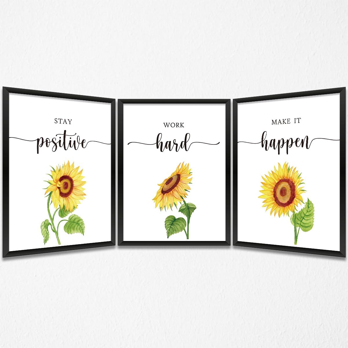3 Pcs Inspirational Wall Art Sunflower Prints Positive Quote Wall Decor Paintings Posters for Office Home Bedroom Living Room, Encouragement Gifts for Women, Girls, Boys, Friends, Daughter, Unframed