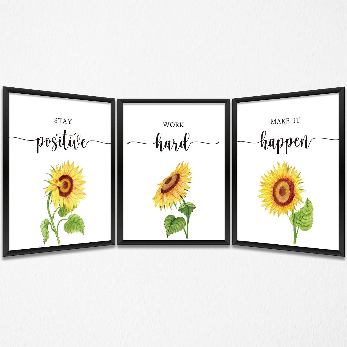 3 Pcs Inspirational Wall Art Sunflower Prints Positive Quote Wall Decor Paintings Posters for Office Home Bedroom Living Room, Encouragement Gifts for