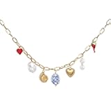Trendy Stainless Steel Gold Plated Charm Necklace with Heart Pearl Pepper Conch Ceramic Pendant Necklace for Women Collares Chokers Jewelry