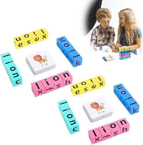 Miniatura 7 de soputry Rompecabezas de crucigramas, juego de letras 2023, juego de ortografía de bloques del alfabeto de madera con 40 palabras visuales, tarjetas