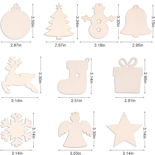 Miniatura 9 de 60 piezas de rebanadas de madera, adornos de Navidad de madera de 3.5 pulgadas, círculos de madera preperforados sin terminar para centros de mesa