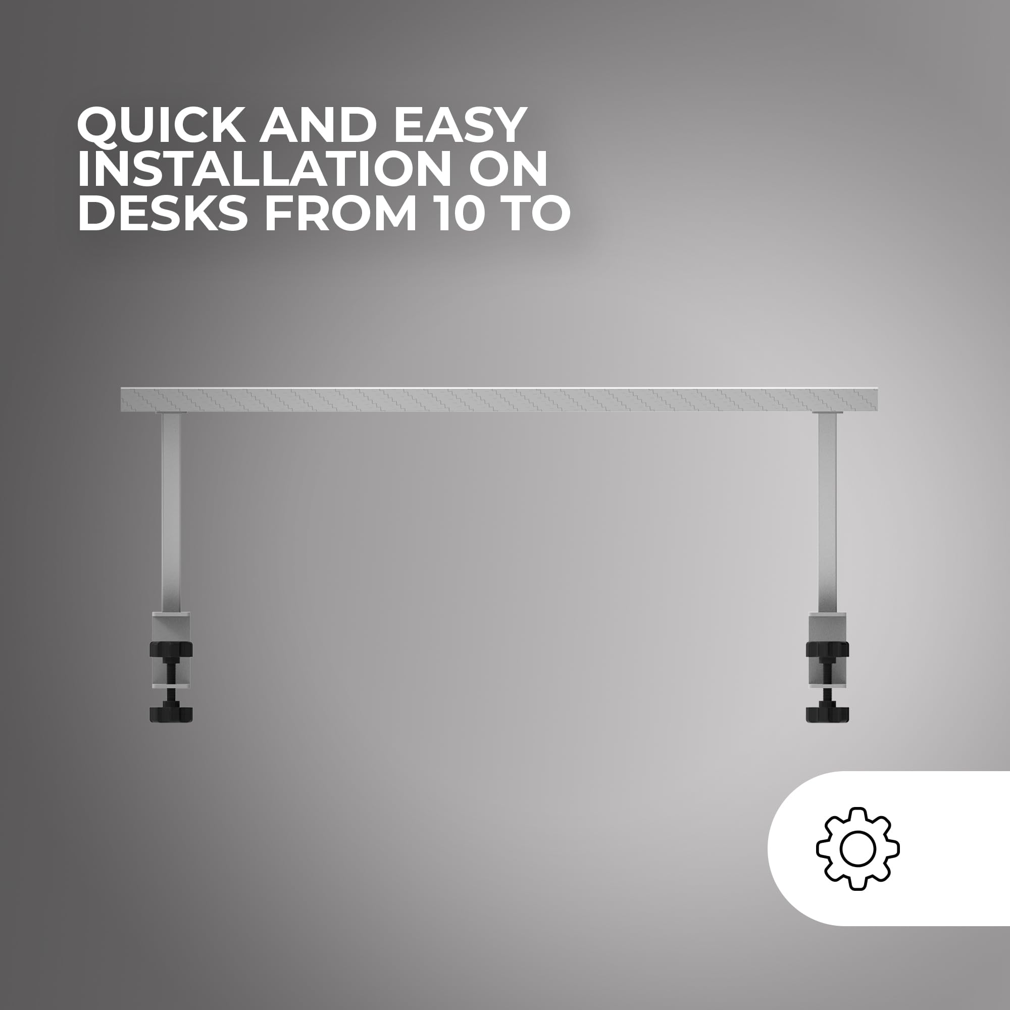 MARS GAMING MGDS, Ergonomic Monitor Stand Riser, 60X20CM Carbon Fiber Table Top, Steel Frame, White