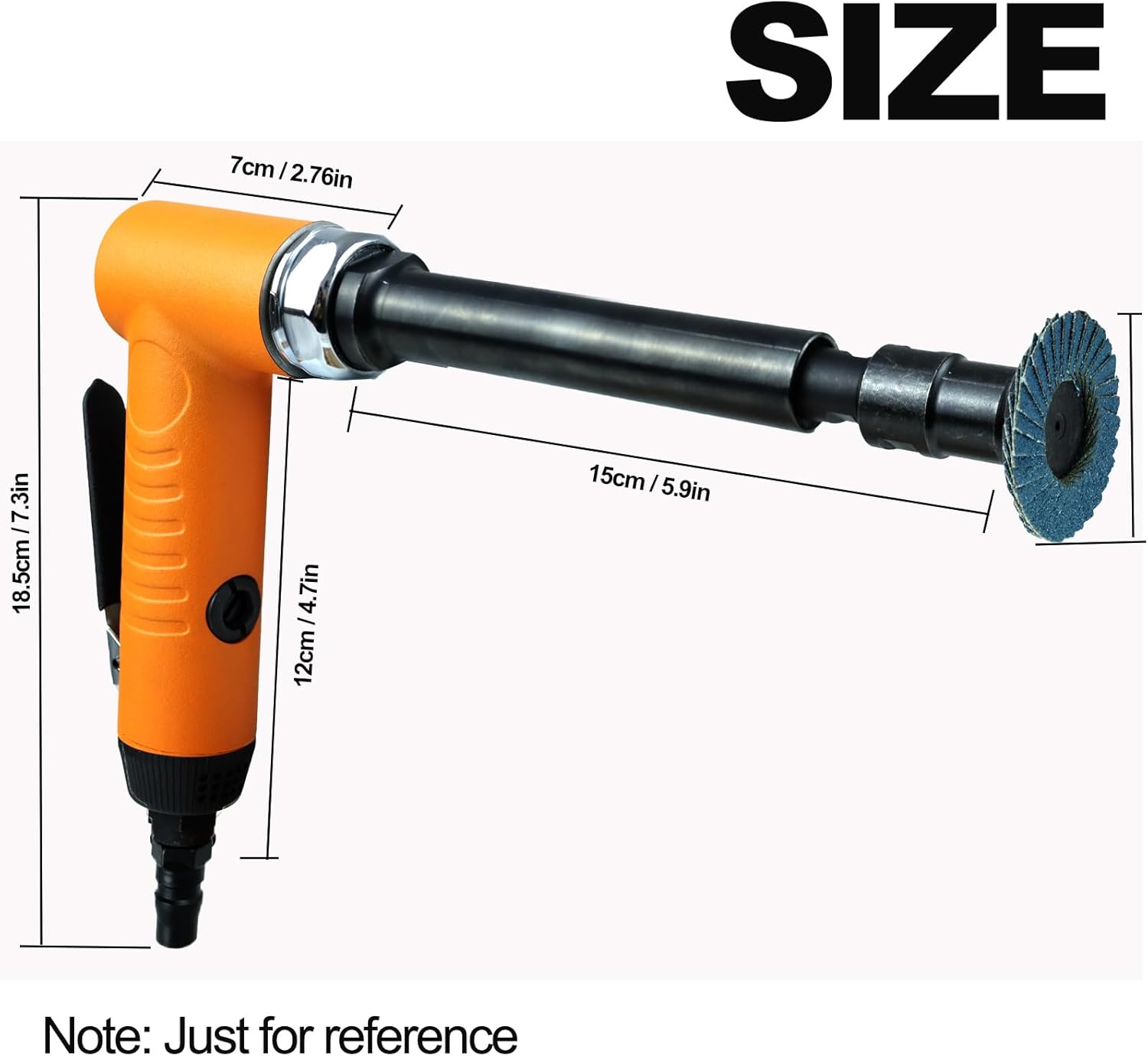 1/4 In Pneumatic Right Angle Die Grinder,Air Angle Die Grinder Tool, 18000RPM, Rear Exhaust, Lightweight for Polishing, Welding Repair, Grinding, Cutting, Deburring, with 1/4" & 1/8" Collets
