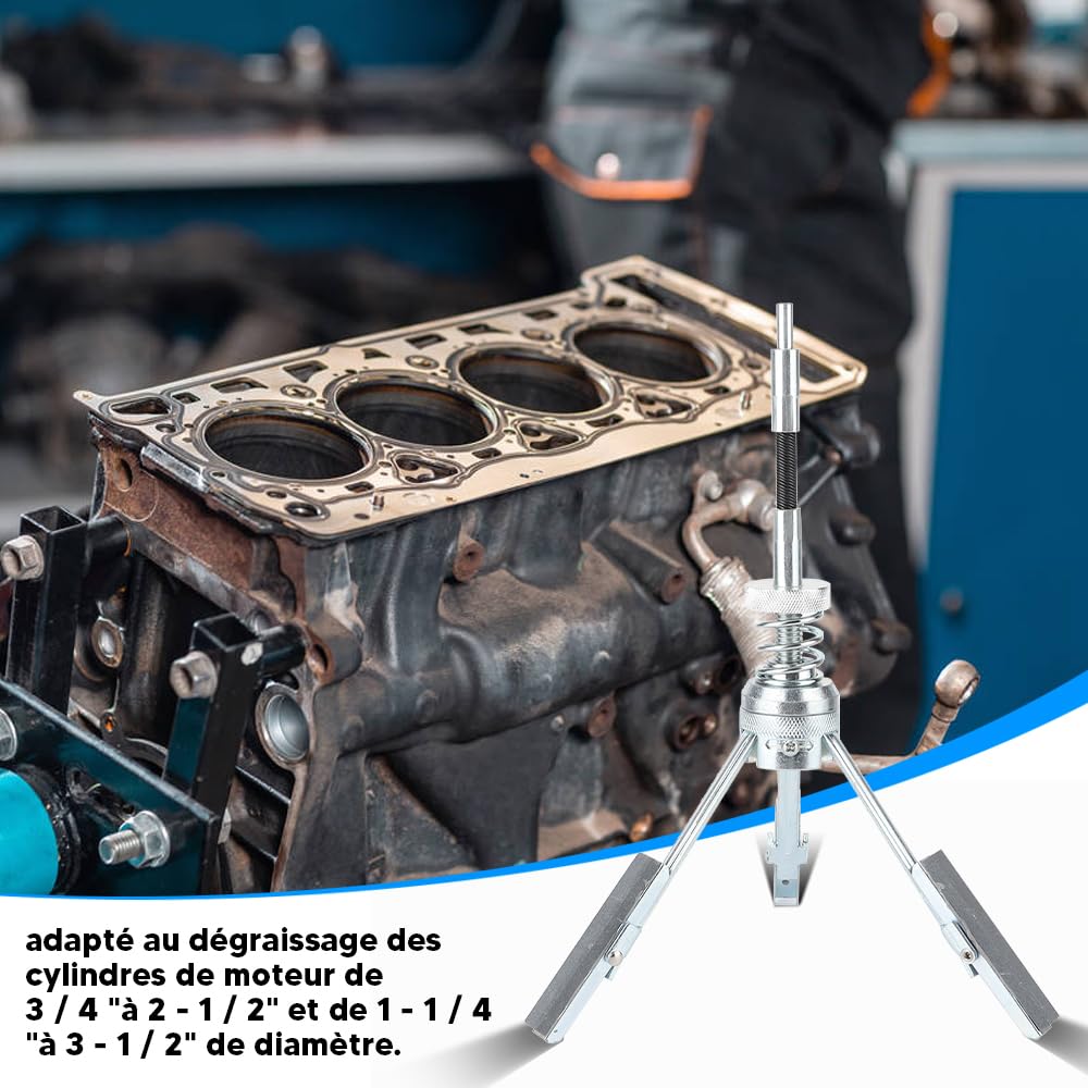 Outil de déglaçage de Cylindre Rodoir de Cylindre à 3 Mâchoires Outil de Polissage Outil Déglacer Moteur pour Auto 51-165mm