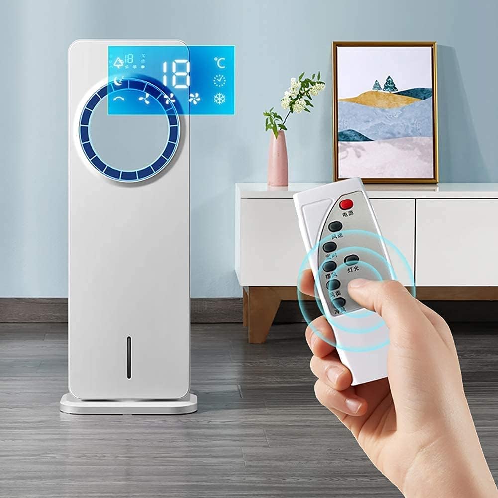 Air Cooler for Home Office Clear Blades Air Evaporative Cooler Mobile Air Conditioning 65 W 3.5 Liter Water Tank Blade Clear Fan with Remote Control and LED Display (Color : Size