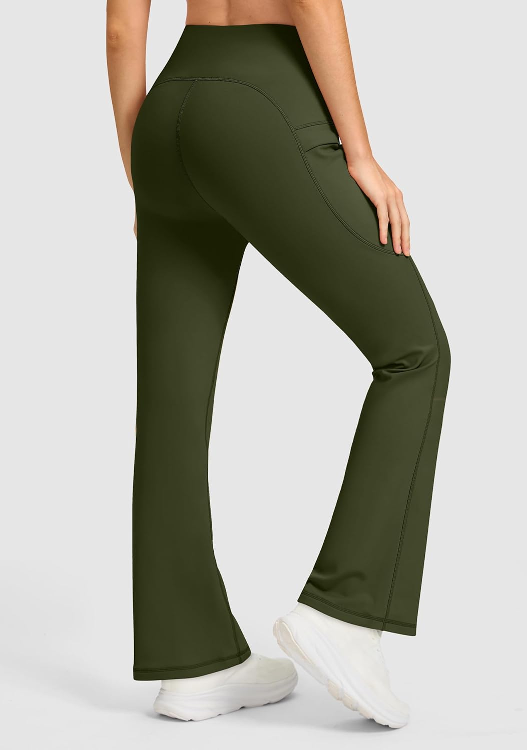 Women's Fleece Lined Pants with Pockets High Waist Thermal Flare Leggings Hiking Yoga Pants for Winter Cold Weather - Image 2