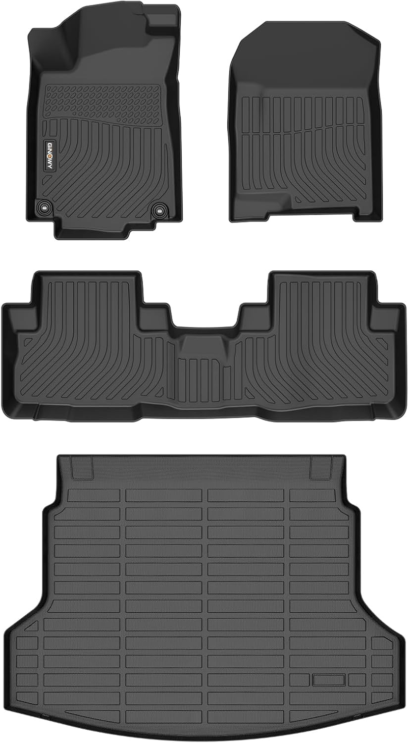 GINOWY-Floor Mats & Cargo Liner for Honda CRV 2012-2016 Only for Touring & EX-L Models, TPE All Weather CR-V Car Mats, Non-Slip Trunk Mat Floor Liners Waterproof Custom Fit Accessories Mats Black 15) for Honda CRV Touring & EX-L 2012-2016 Full Set