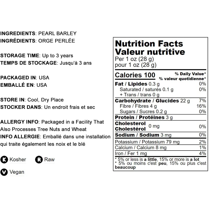 Miniatura 2 de Cebada perlada, 15 libras  Cebada descascarada procesada, grano de cereal, kosher, vegano, a granel. Cocina más rápido que la cebada descascarada.
