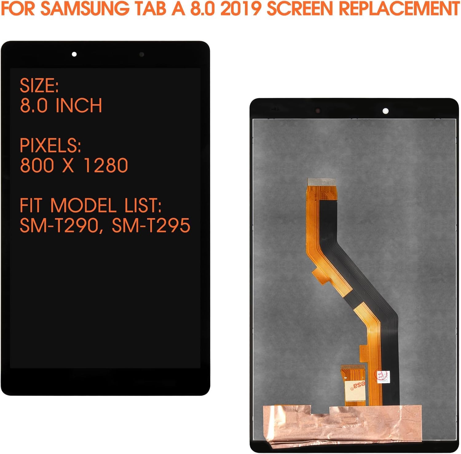 Display LCD per Samsung Tab A 8.0 2019 Schermo LCD per Galaxy Tab A 8.0 2019 SM-T295 SM-T290 8,7" Schermo di Ricambio Digitalizer Touch Screen Assembly con Strumenti, Nero