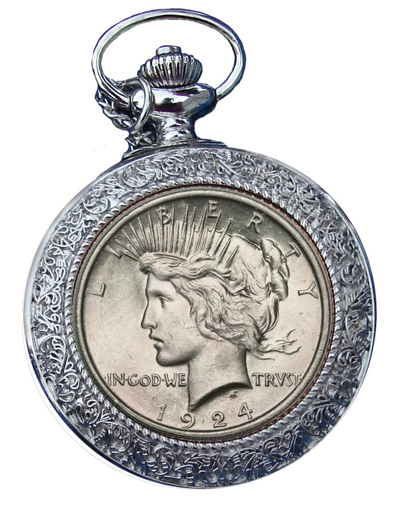 The Matthew Mint U.S. Engraved Peace Dollar Pocket Watch