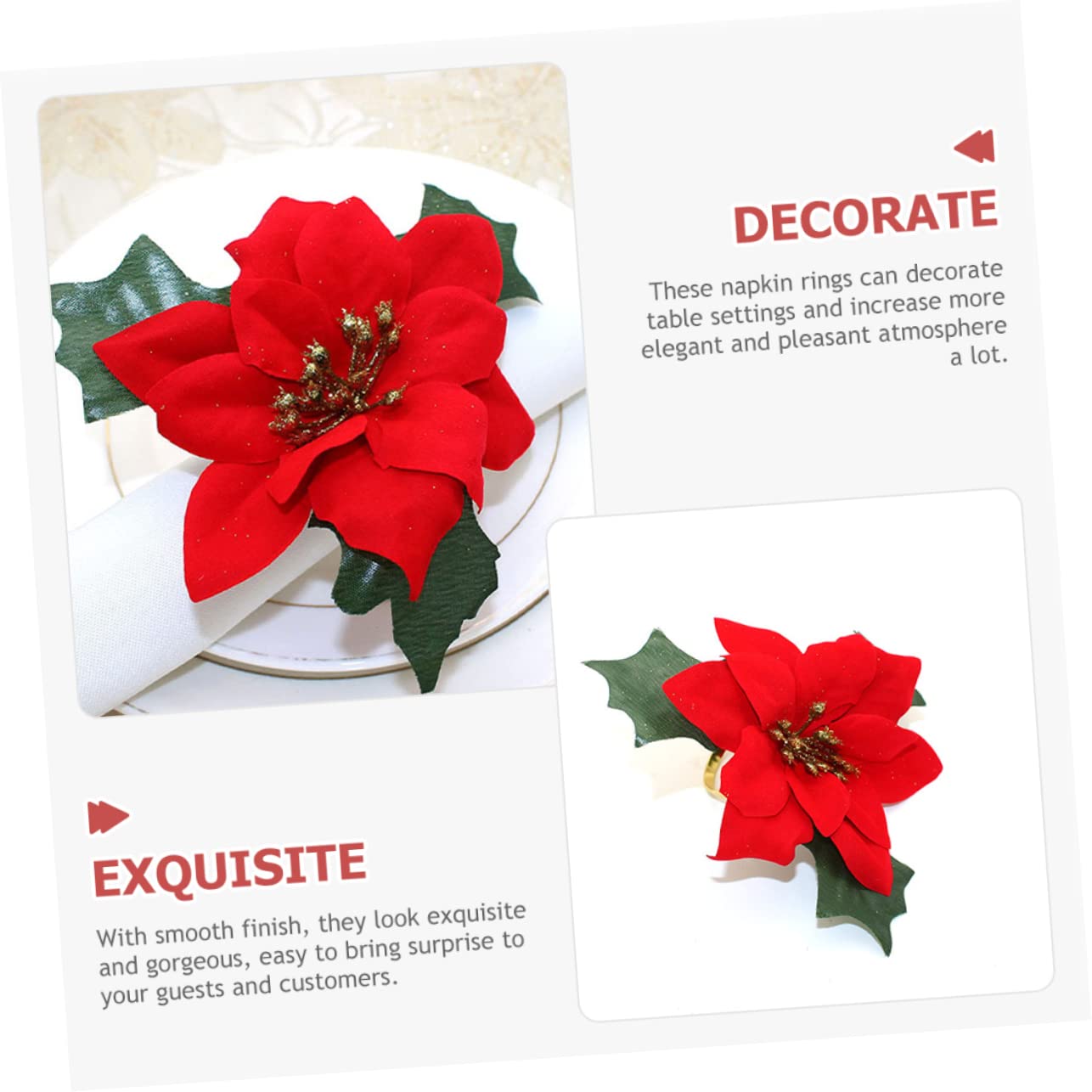 TOPBATHY 16 STK Serviettenringe Dekorationen Für Tischservietten Urlaub Serviettenringe Dekoration Für Tisch Weihnachtsserviettenschnalle Weihnachten Metall Rot