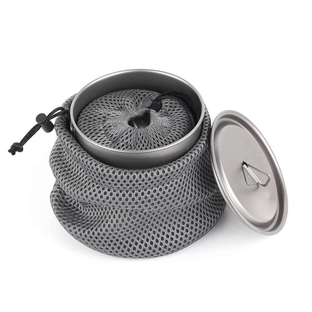 Lixada Ultraleichter Titan-Camping-Topf mit Griff zum Aufhängen, Outdoor-Wasserbecher für Picknick, Wandern, Camping, Wandern