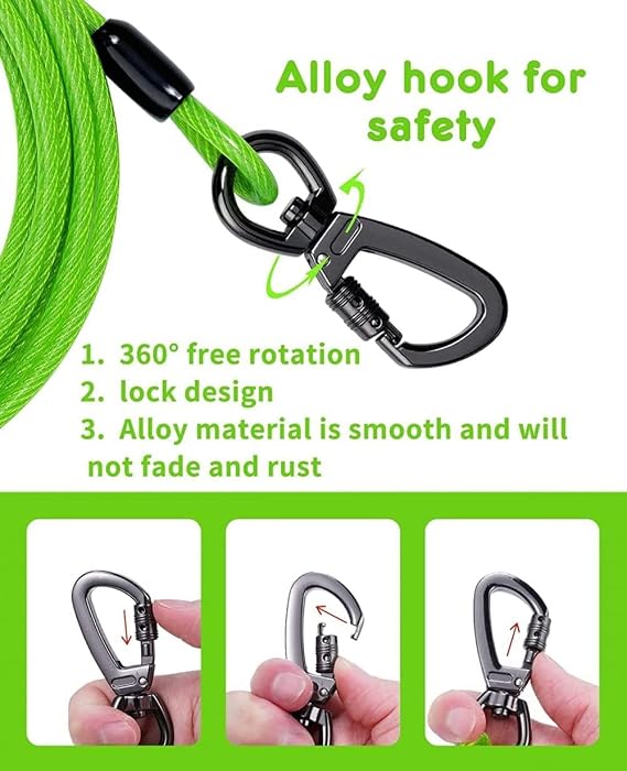 Dog Tie Out Cable System, 60FT Aerial Run with 14FT Runner Cable
