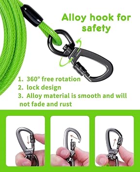 Dog Tie Out Cable System, 60FT Aerial Run with 14FT Runner Cable