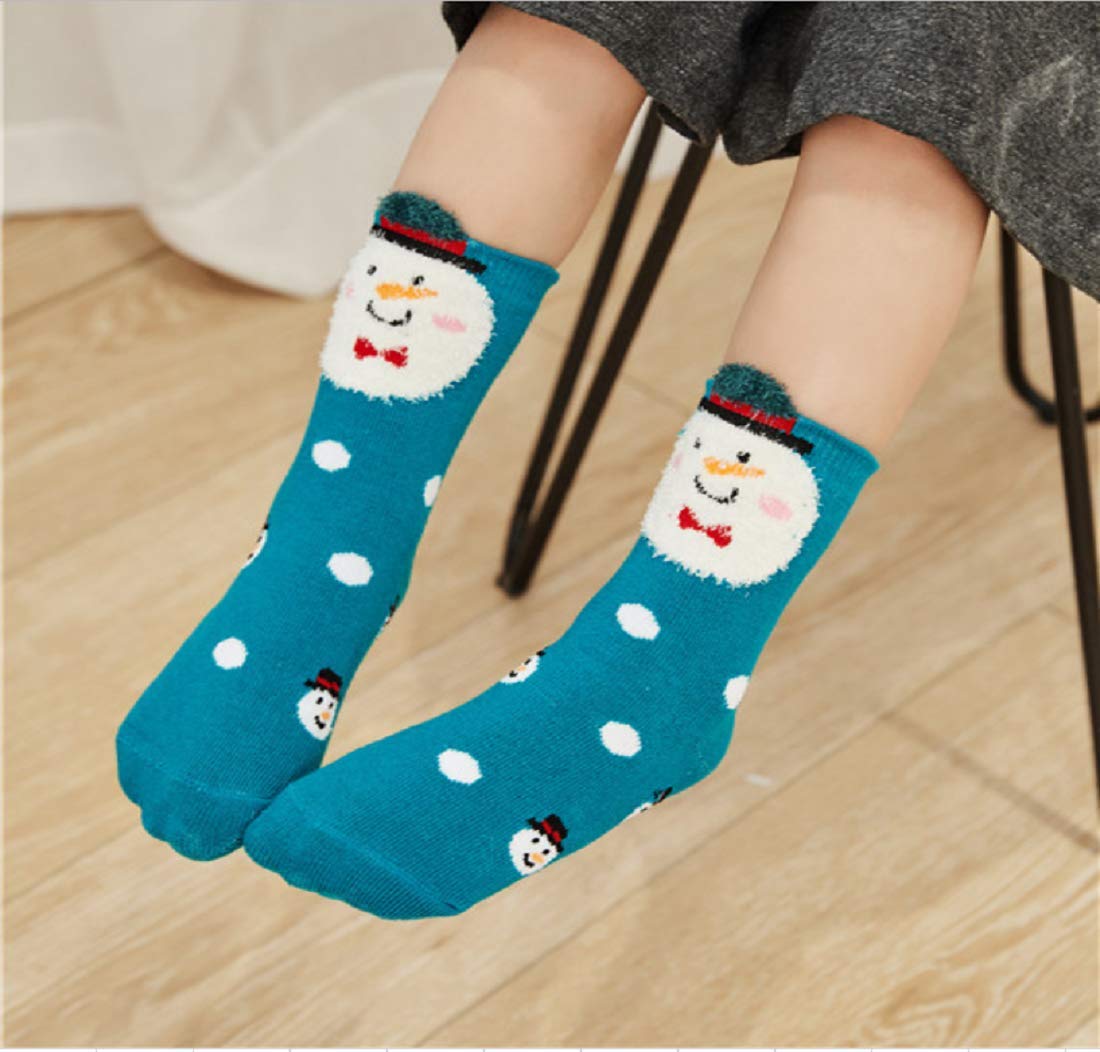 Yvinak Unisex Kids Cartoon Christmas Winter Cute Socks Children Toddler Girls Boys Xmas Funny Winter Warm Socks (Color a, 4-7 Years)
