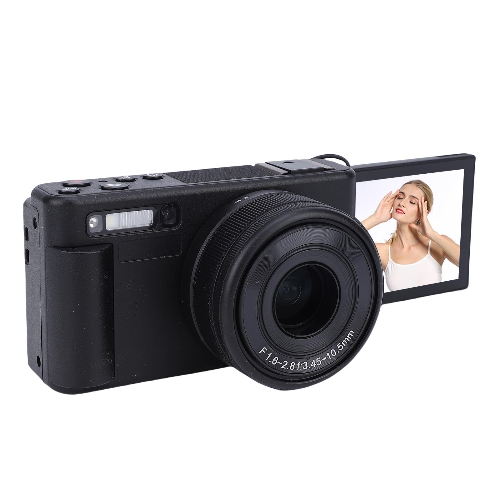 Akozon Cámara Digital Compacta de 5K con Enfoque Automático HD de 72MP y Pantalla Abatible de 180° Zoom Digital 4X Zoom óptico 3X Antivibración (Black)