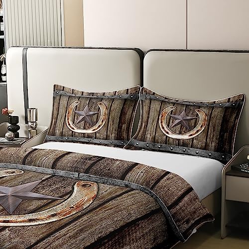 Housse de couette Texas marron pour une chambre style chalet en bois rustique - 5