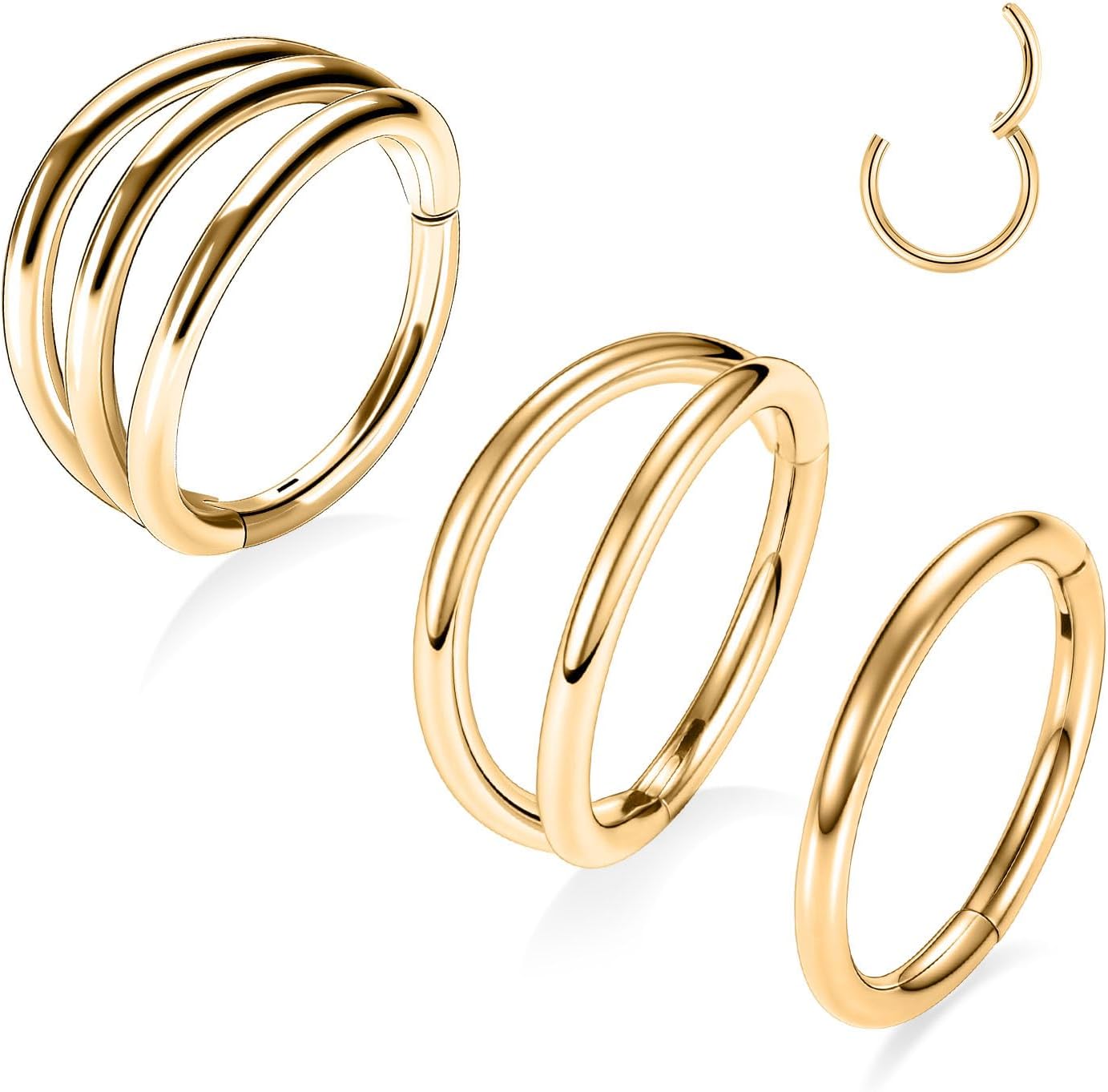 PEAKLINK 3pcs Nose Rings Hoops Double Nose Ring 316L Surgical Steel Cartilage Earrings 20G/18G/16G Septum Rings Conch Piercing Helix Earrings Lip Rook Daith Tragus Pierxing Jewelry 5mm/8mm/10mm/12mm