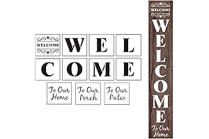 Welcome Stencils for Painting on Wood - 11 Pack Large Vertical Welcome...