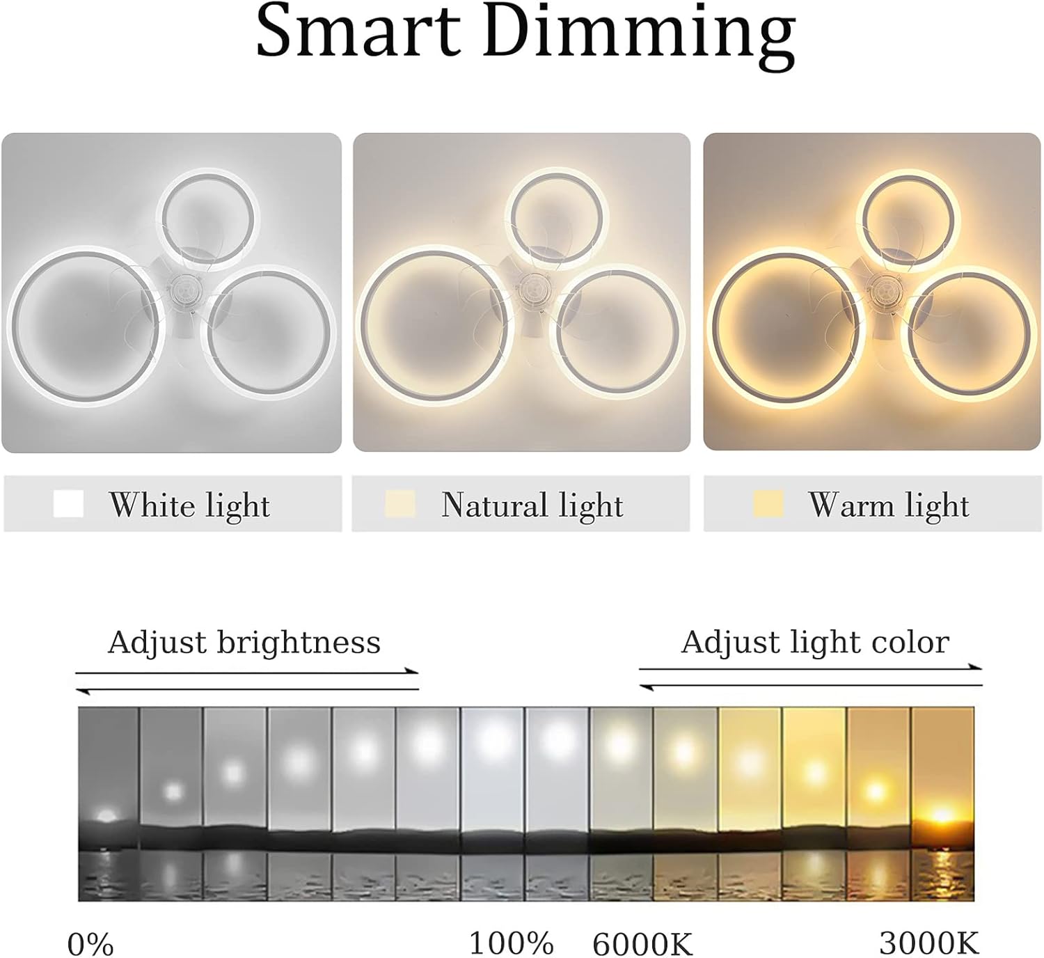 YUEGOO Ceiling Fans with Lamps,Silent Winter and Summer Function Ceiling Fan with Light and Remote Control Bedroom 6 Speed Dimmable Ceiling Fan with Timer/B/78Cm-Black