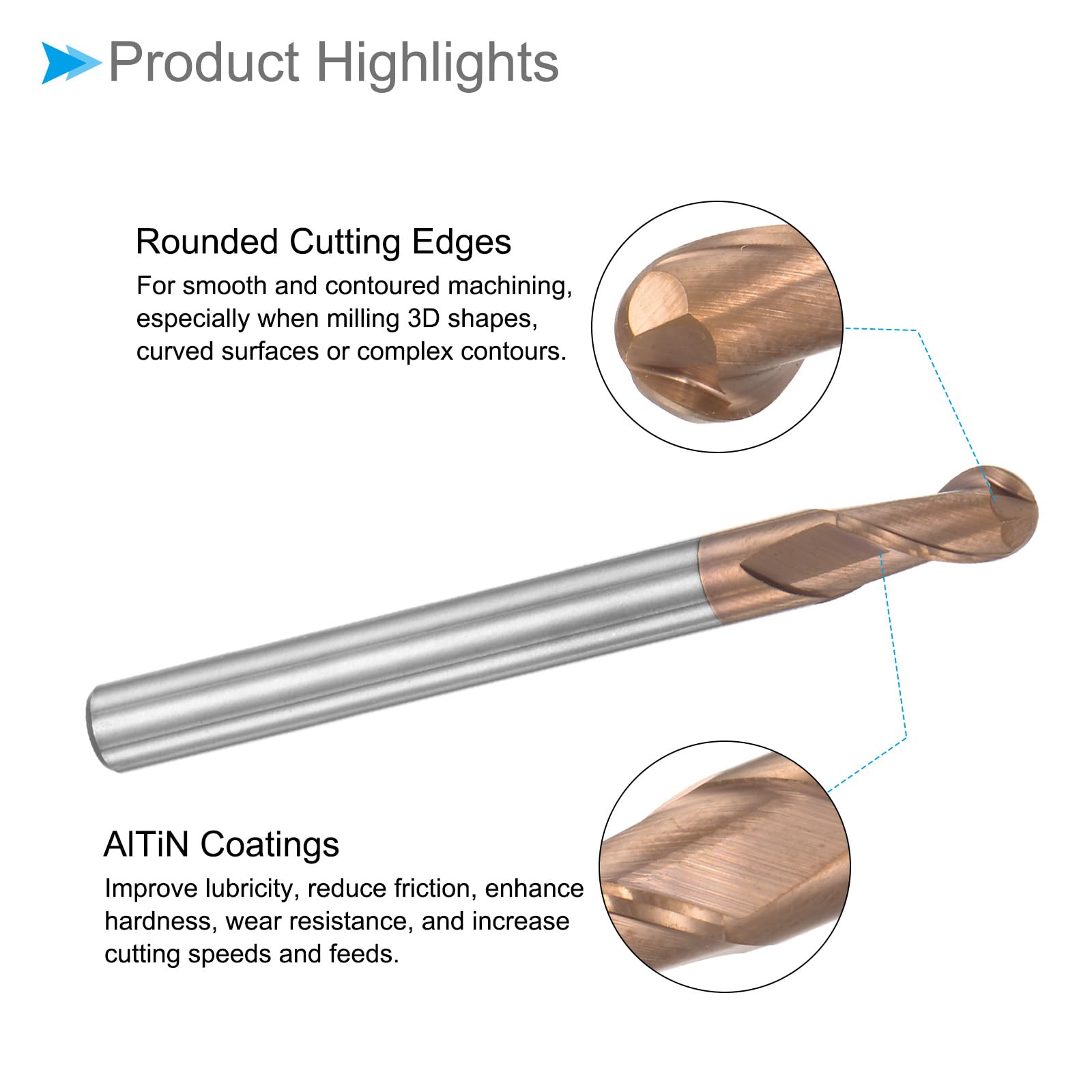 Amazon.co.jp: CoCud ボールエンドミル 3 mm半径 6 mmシャンク
